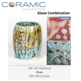 Oxblood SW183 over Cenote SW189 Stoneware Combination